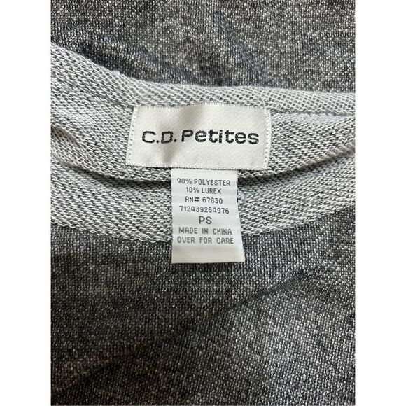 CD Petites Womens Sz PS Top Pullover 3/4 Sleeve Gray Shimmer - Picture 4 of 6